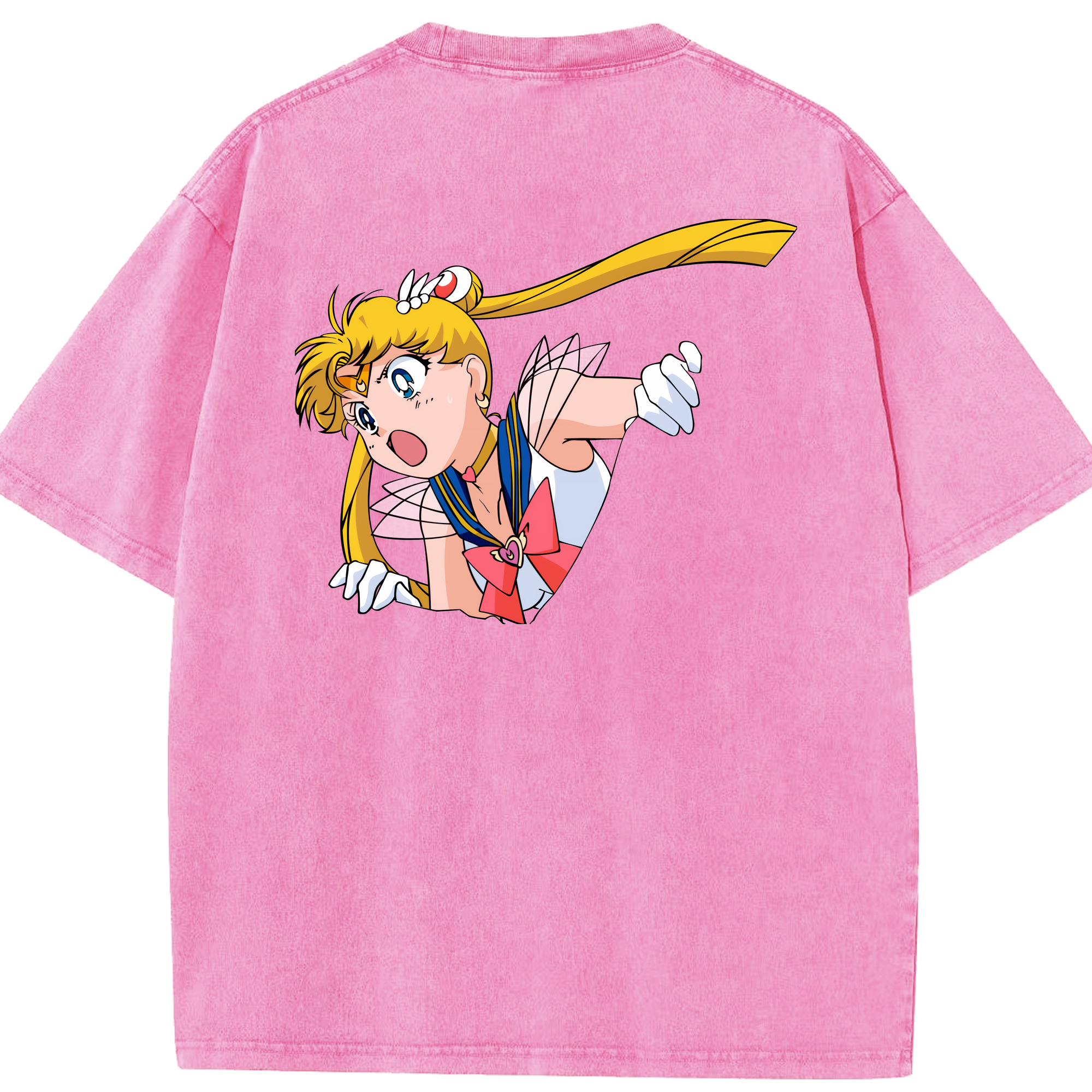（画像用） 美少女戦士セーラームーン 月野 うさぎ つきの うさぎ Sailor Moon Tsukino Usagi 綿100% ヴィンテージ風 半袖Tシャツ（背面プリント）